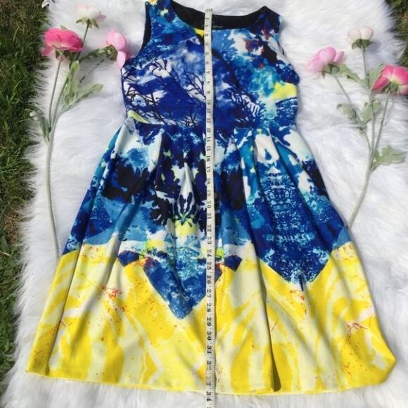 Cynthia Rowley Vibrant Yellow Blue Dress Size 6 Wedding GuestSpring Coral Easter - Picture 5 of 8